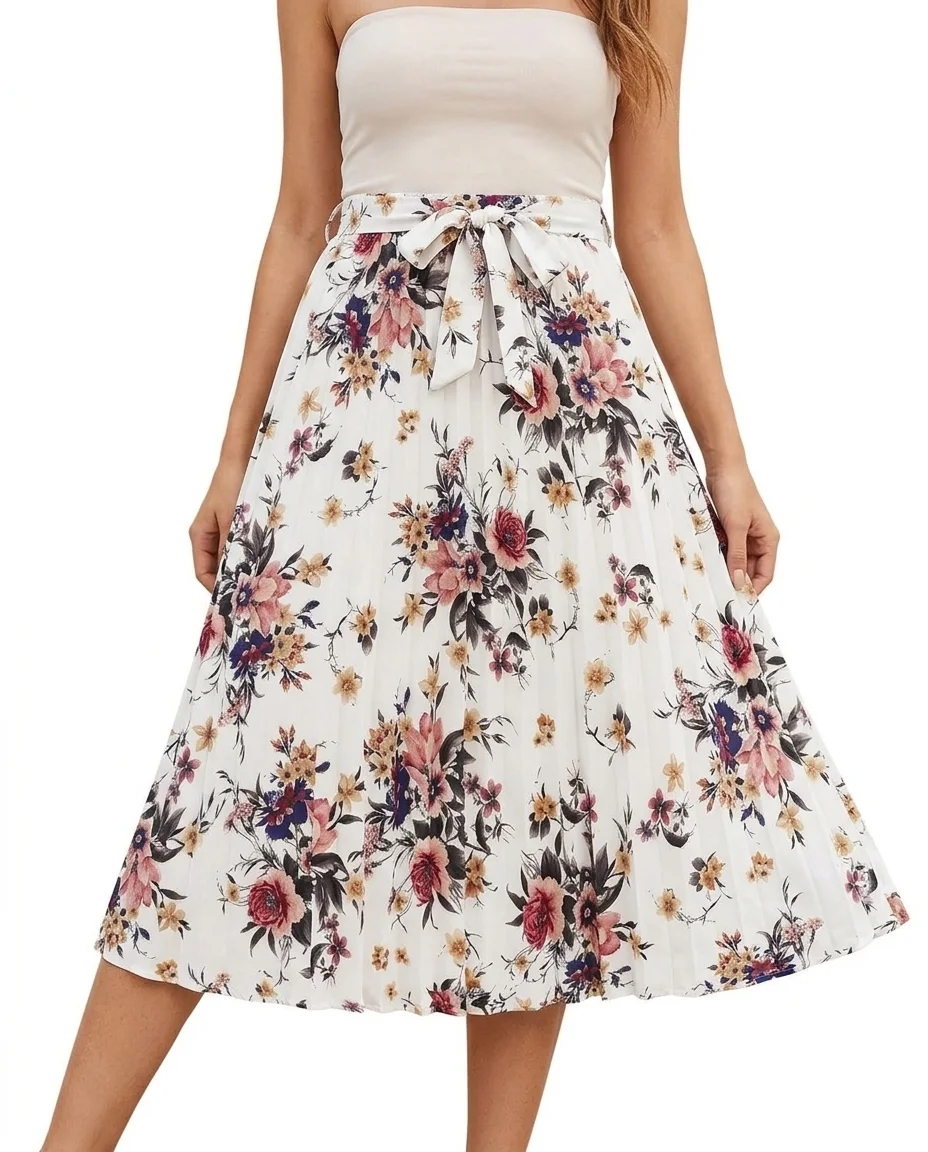 Affordable women's floral midi skirt OEM manufacturing for bulk fashion programs