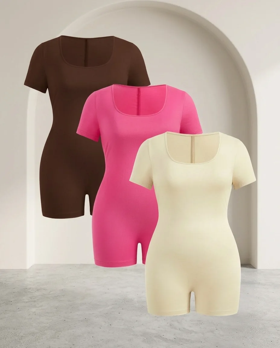 Custom women's tops sample Bright Short Sleeve Bodysuit Set for wholesale apparel manufacturing