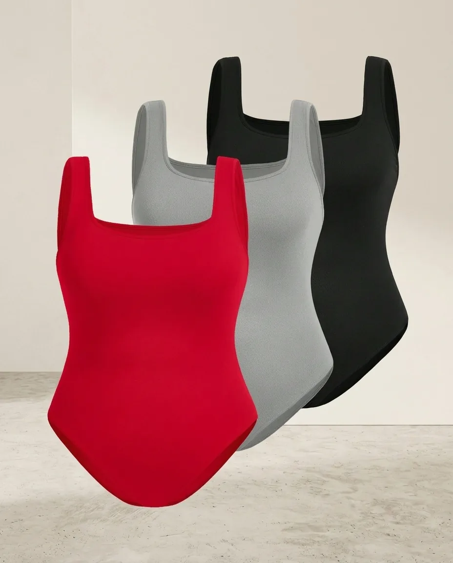 Custom women's tops sample Square Neck Bodysuit Color Set for wholesale apparel manufacturing